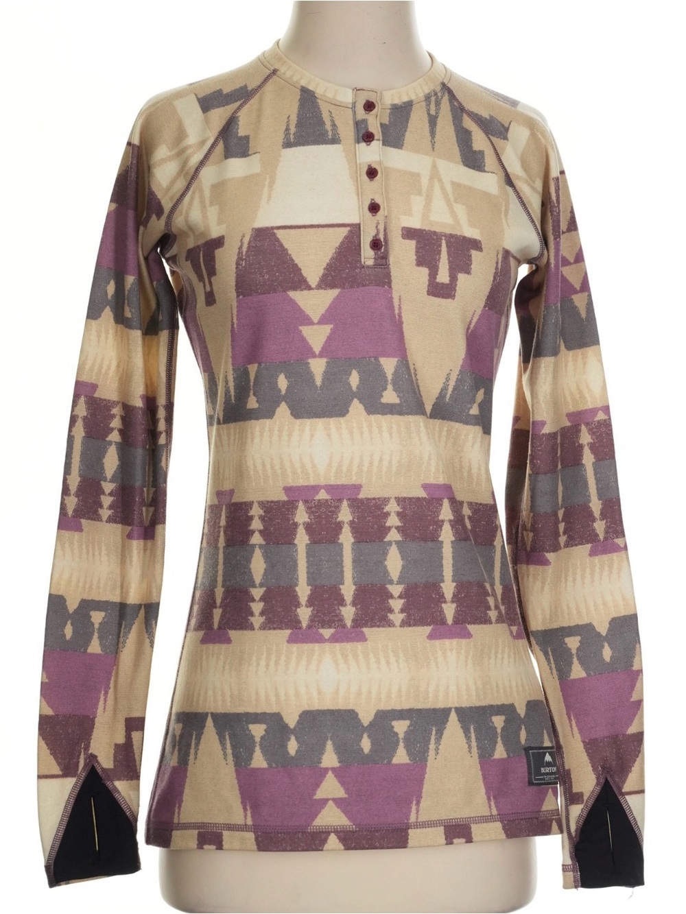 Burton Expedition Wool Henley Baselayer Top “Vision Quest” Aztec Purple Size S
